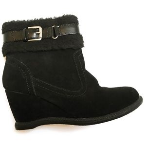 SOLE SENSIBILITY Faux Fur Booties Black